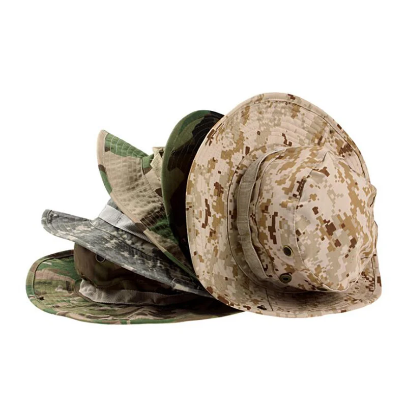 Hunting Outdoor Hats - หมวกแก๊ปทหารลายพรางสำหรับผู้ชาย หมวกบูนี หมวกกันแดดสำหรับกิจกรรมกลางแจ้ง หมวกตกปลา เดินป่า ล่าสัตว์