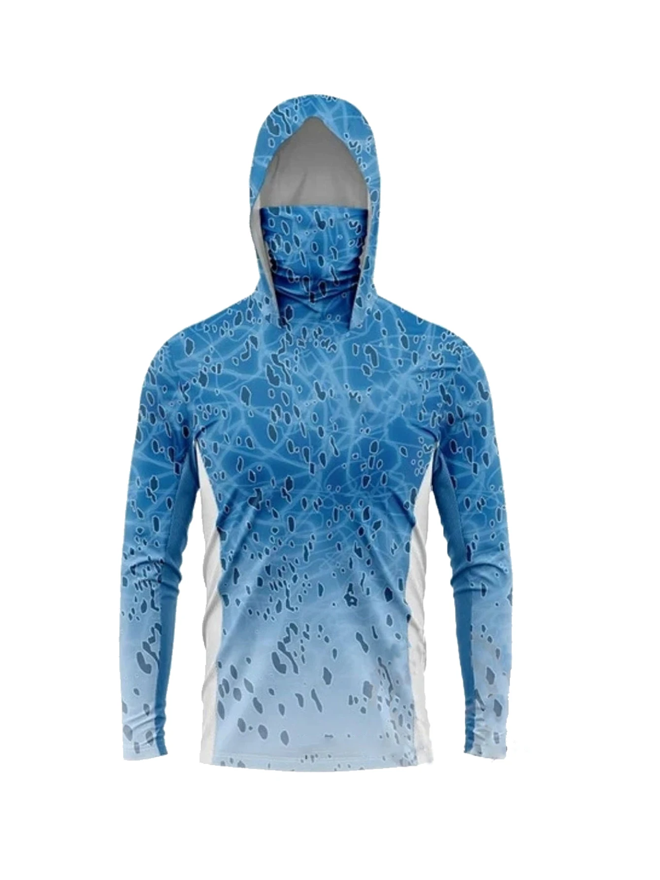 Hunting & Outdoor As - เสื้อฮู้ดดี้ตกปลาแขนยาวสำหรับผู้ชาย พร้อมหน้ากากป้องกันรังสียูวี เสื้อกันแดด เสื้อตกปลา เสื้อเจอร์ซีย์สำหรับล่าปลา UPF