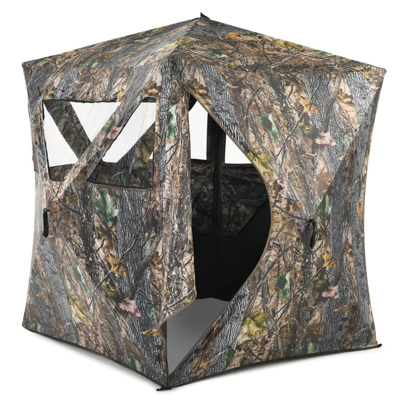 Hunting & Outdoor As - เต็นท์พรางตัวแบบพกพาสำหรับล่าสัตว์ พร้อมเสาปักพื้นและสายรัด สำหรับกวางและแอนทีโลป ที่พักพิงสำหรับการล่าสัตว์กลางแจ้ง
