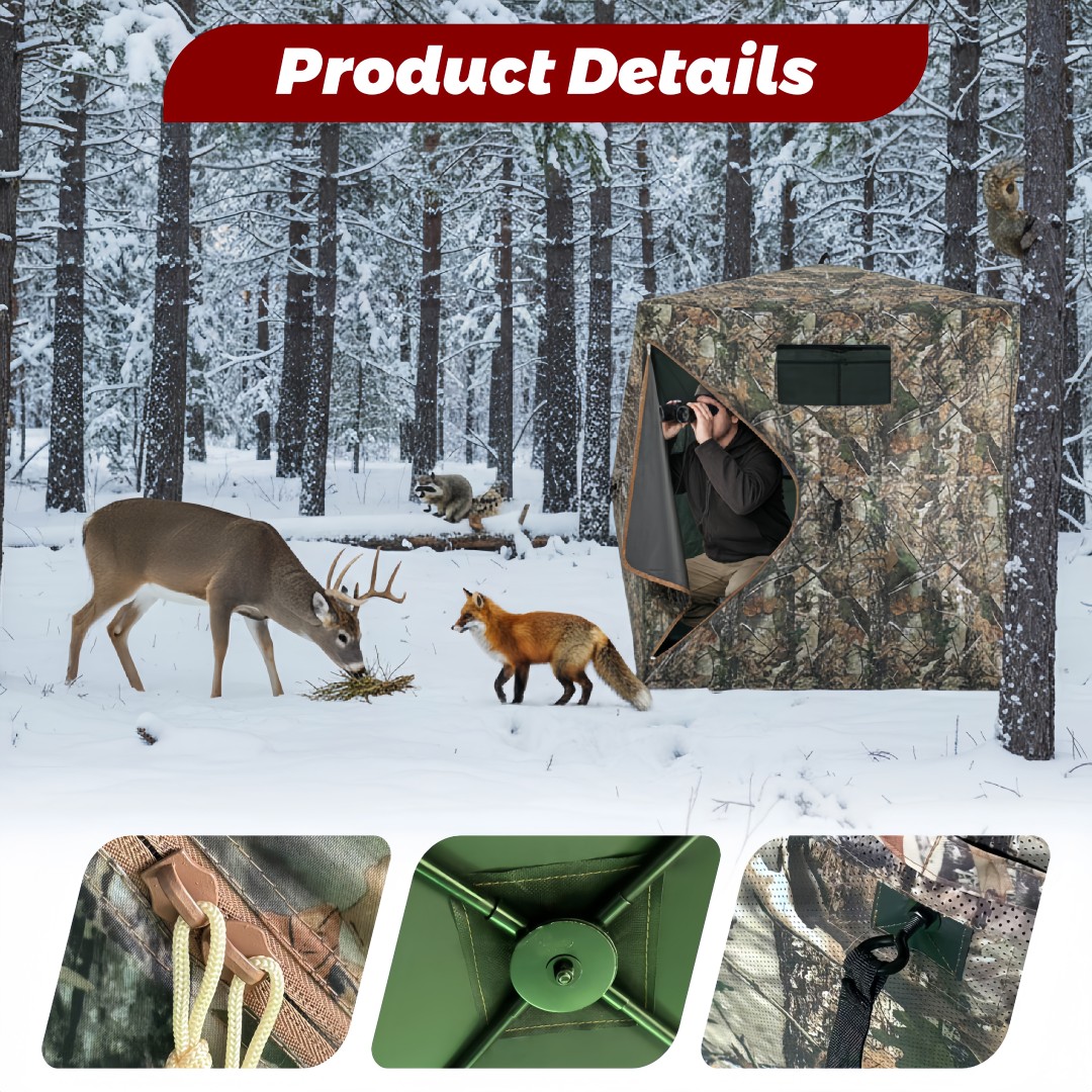 Hunting & Outdoor As - เต็นท์พรางตัวแบบป๊อปอัพสำหรับล่าสัตว์ ติดตั้งง่าย ใช้เป็นที่พักพิงกลางแจ้ง พร้อมช่องเก็บของ สำหรับล่ากวาง ไก่งวง
