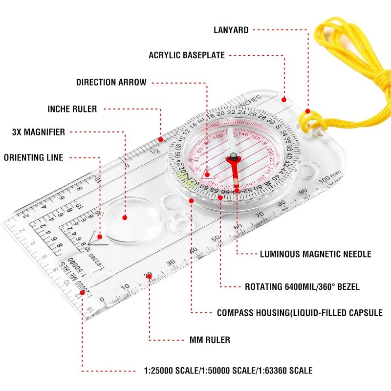 1-10 ชิ้น เข็มทิศ ไม้บรรทัดวัด - Outdoor Hunting Maps บทวิจารณ์และราคา