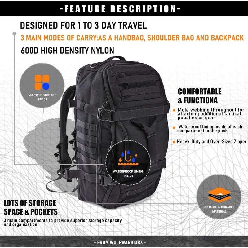 LQARMY 25L 45L 80L กระเป๋าเดิน - Outdoor Hunting Backpack บทวิจารณ์และราคา