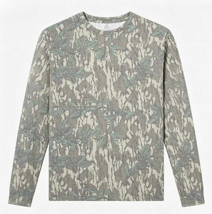 เสื้อยืดแขนยาวลายพรางใบไม้ คอก - Hunting & Outdoor As บทวิจารณ์และราคา