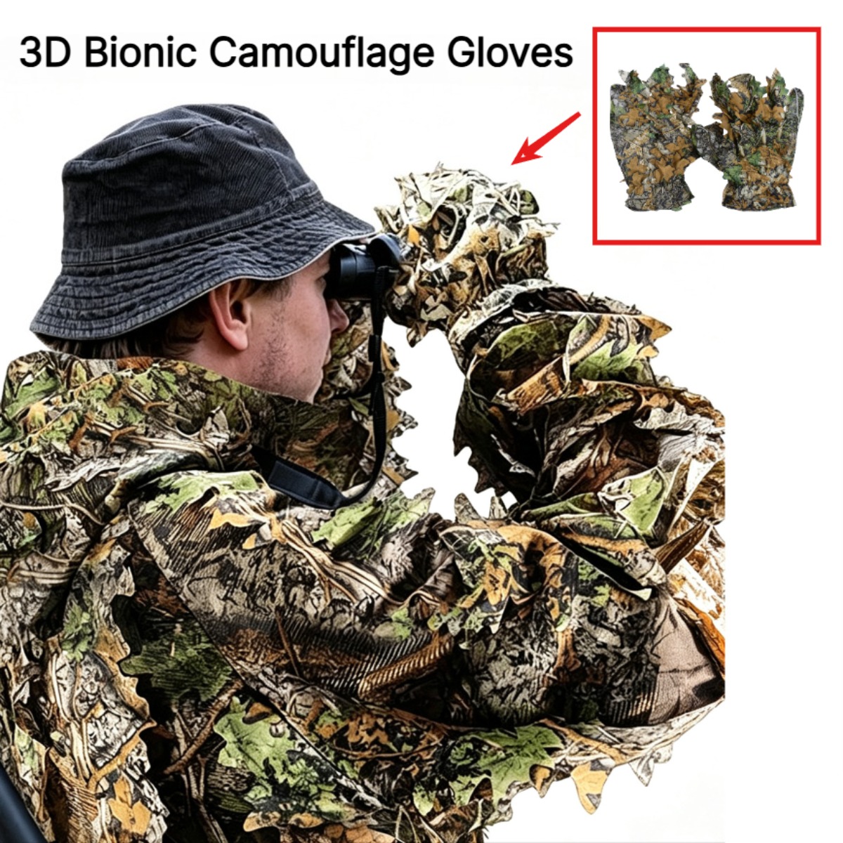 ถุงมือลายใบไม้ 3 มิติ สำหรับล่ - Outdoor Hunting Gloves บทวิจารณ์และราคา